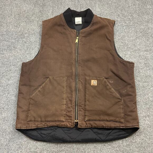 Carhartt Mens XL TALL Brown V02 DKB Quilt Lined Vest Sandstone Full Zip